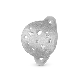 Christina The Moon Ring - Børstet Sterling Sølv m. 3 Hvide Topas 3.22.A