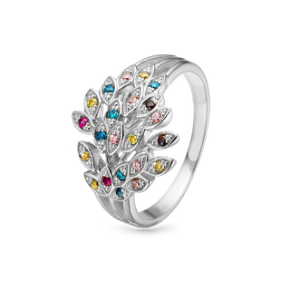 Christina Peacock Ring - Blankpoleret Sterling Sølv m. 22 Multi color Cubic Zirkonia 4.11.A