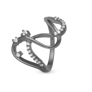 Christina Energy Love Ring - Blankpoleret Rutheniumbelagt m. 20 Hvide Topas 5.1.D