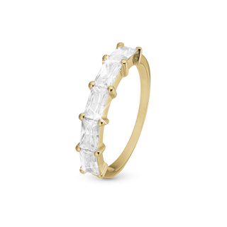 Christina White Baguette Ring - Blankpoleret Forgyldt Sterling Sølv m. 5 Hvide Cubic Zirkonia 9.1.B