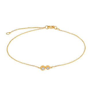 14 kt. guldarmbånd m/ 2 x dia. 0,01 ct W/SI