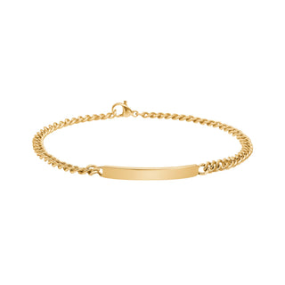 SON armbånd stål med plade 19cm IP gold