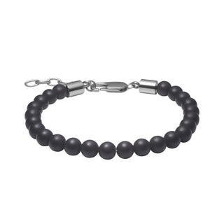 SON armbånd mat sort onyx 6mm, 19cm - 23cm
