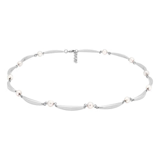 SIERSBØL rhod. sølv banan & perle(FWP)collier 40+3