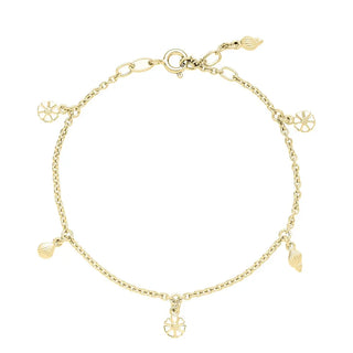 Lund Copenhagen Marguerit armbånd med musling i 24 kt forgyldt sølv med hvid emalje – 3x5 mm