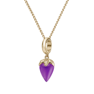 Christina Purple Chalcedony - Hænger Charm 4 mm Til Armbånd - Blankpoleret Forgyldt Sterling Sølv m. 1 Kalcedon 623-G249Purple