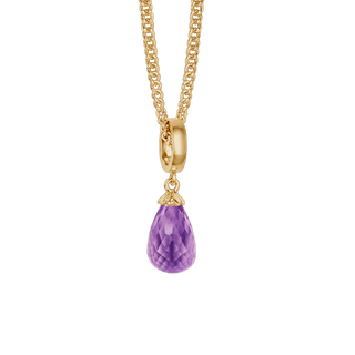 Christina Amethyst purple drop Hænger Charm 6 mm Til Armbånd - Blankpoleret Forgyldt Sterling Sølv m. 1 Ametyst 610-G01Amethystp