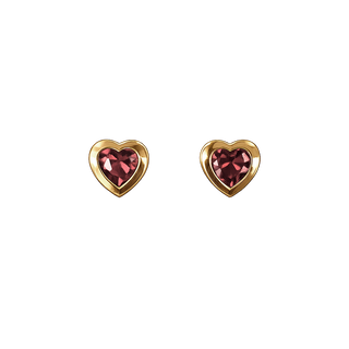 Christina Garnet Hearts Ørestikker - Forgyldt Sterling Sølv m. 2 Røde Garnet 671-G28