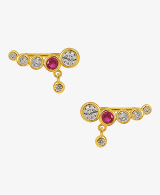 Hultquist Ruby croissant earstick øreringe i forgyldt sølv – S08014 G-P
