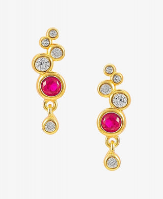 Hultquist - Ruby gold plated earrings