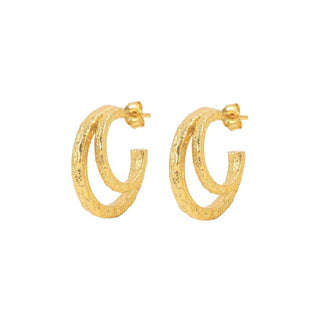 Hultquist - Double city hoops earrings in gold-plated