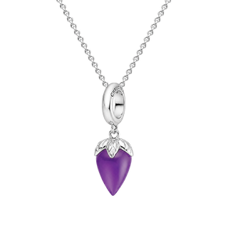 Christina Purple Chalcedony - Hænger Charm 4 mm Til Armbånd - Blankpoleret Sterling Sølv m. 1 Kalcedon 623-S249Purple