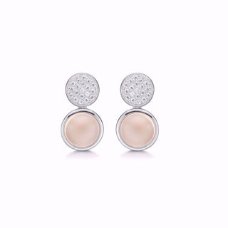 Guld & Sølv Design øreringe med pink calcedon