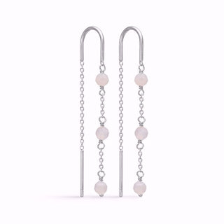 Guld & Sølv Design øreringe med rosa quartz