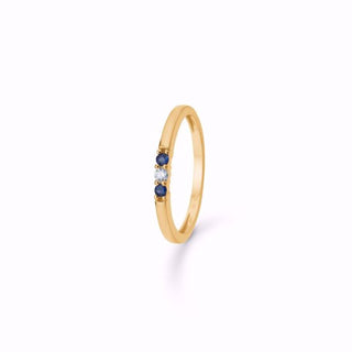 Guld & Sølv Design hjerte ring 8 karat med safir, zirkonia 6400/08