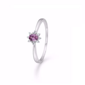 Guld & Sølv Design hvidguld ring 14 kt. med diamanter og pink safir 8379/6/14