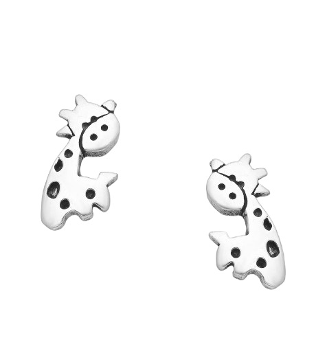 Børneøreringe giraf sølv