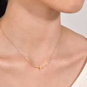 Halskæde kors vandfast forgyldt stål 163011