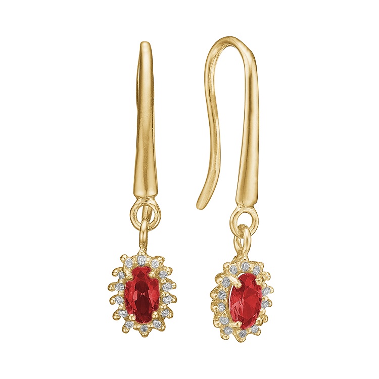Aagaard Ørehænger 8kt, rubin og diamanter f/c 32 x 0,0025ct p1 - 2 x rubin 5 x 3 mm