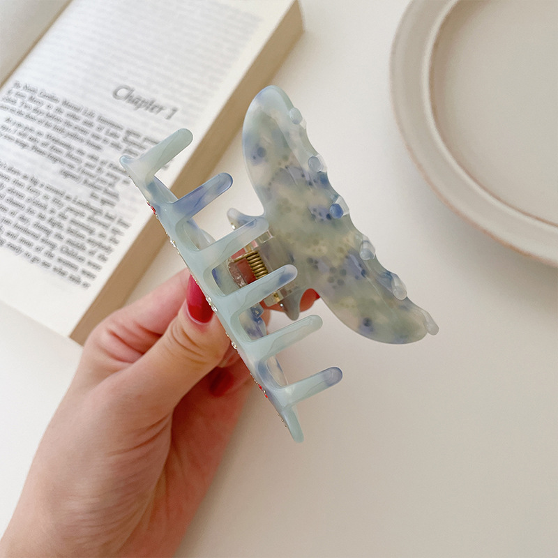 Hårklemme lilla/grøn/gul med bling 192239