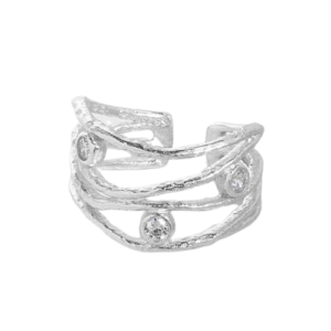 Donnatella - Midnight sparkle justerbar ring sølv