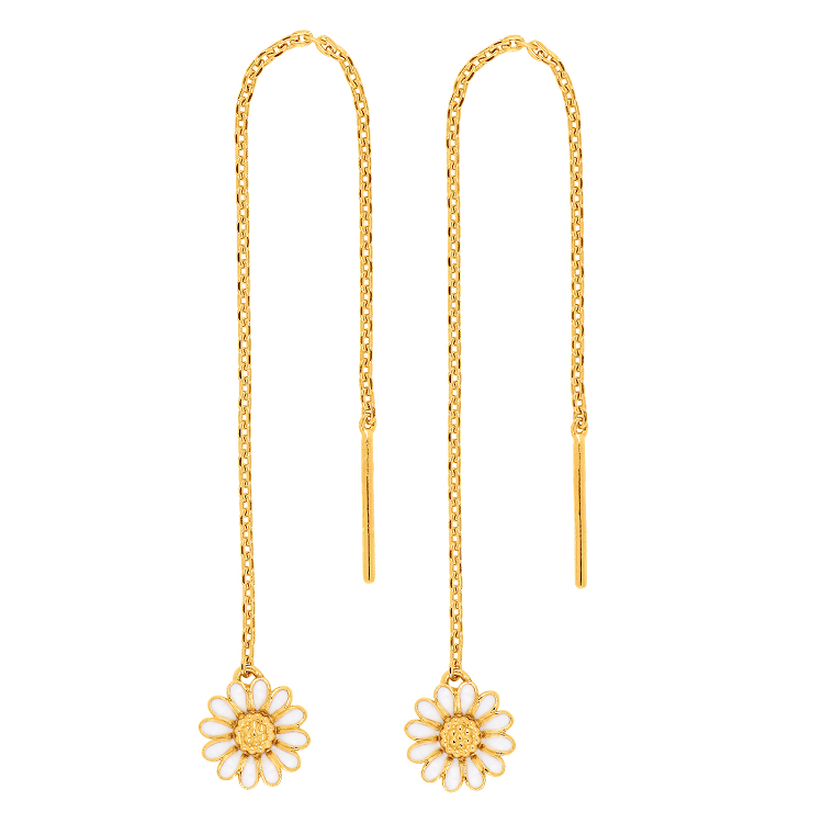 Siersbøl - forgyldt sølv ørekæde m. Marguerit 7mm 30080045900