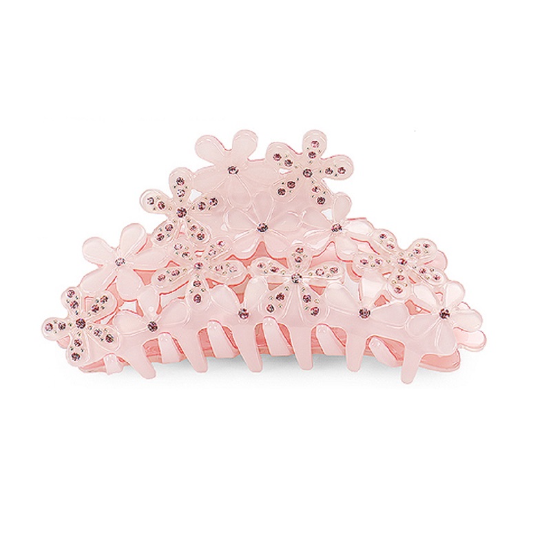 Hårklemme - Lyserøde Blomster 4,8 x 9,5 cm.