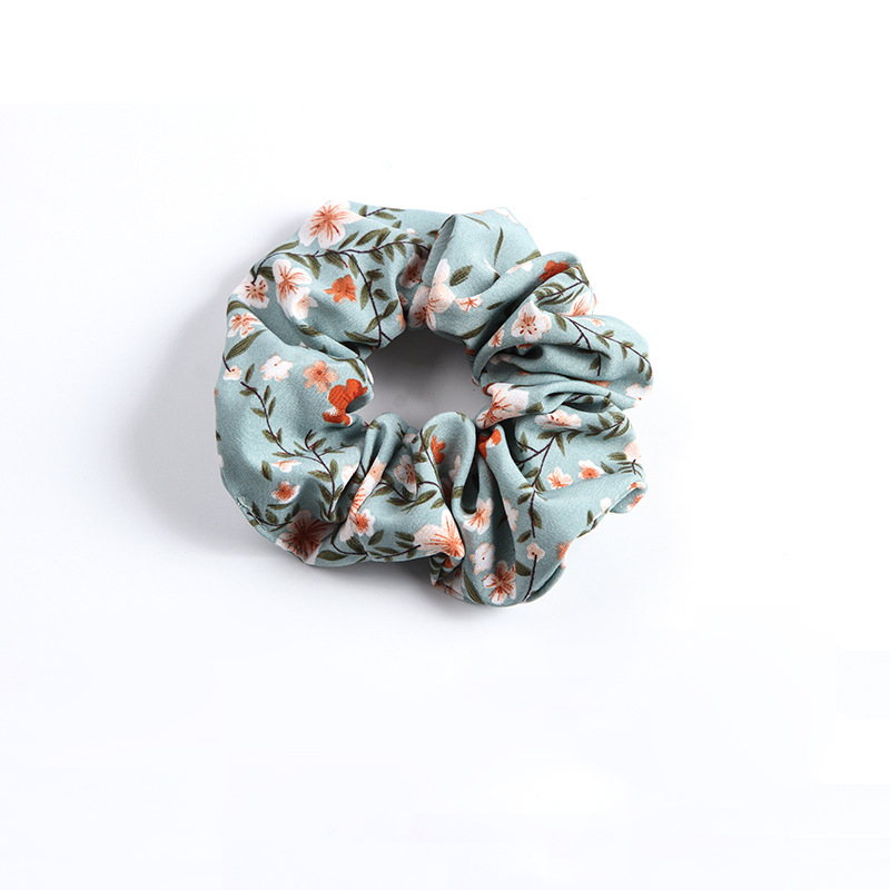 Hårelastik - grøn med blomster