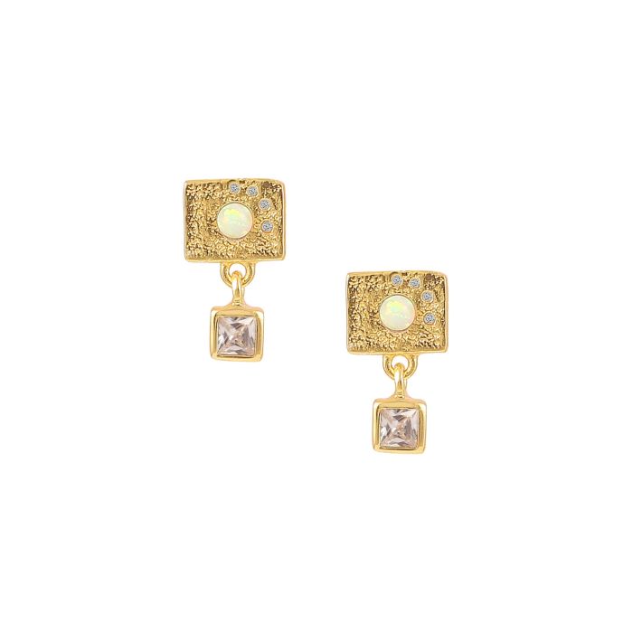 Hultquist - White opalus øreringe i forgyldt