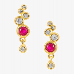 Hultquist   - Ruby øreringe forgyldt