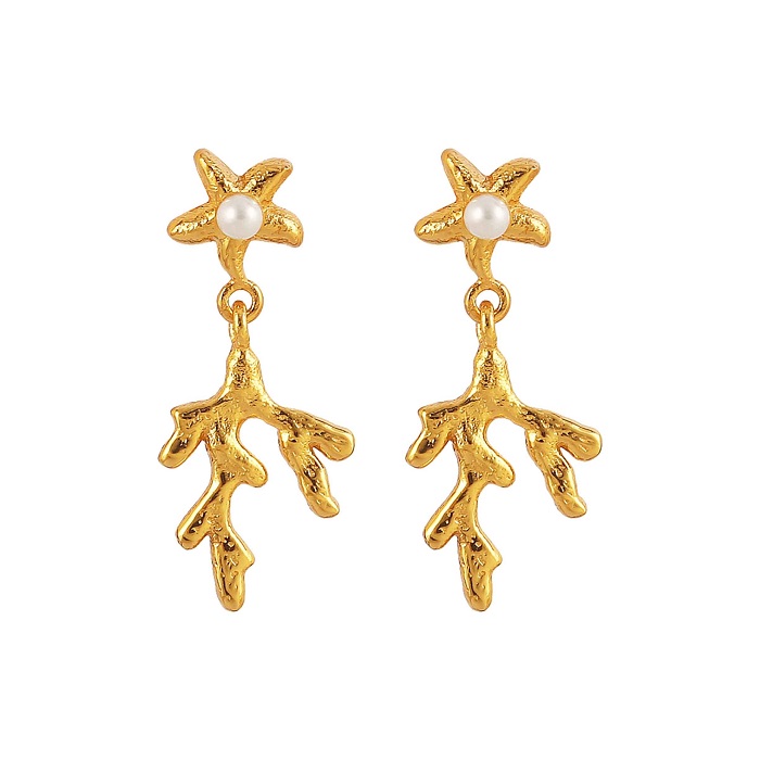 Hultquist - Mini coral leaf øreringe i forgyldt