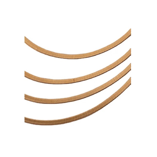 Flad slangekæde halskæde vandfast forgyldt stål 163003