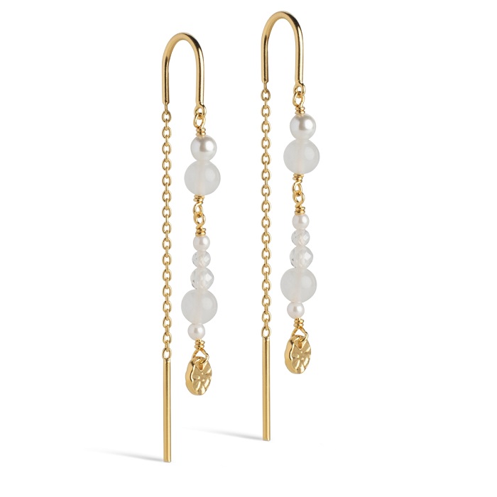 Enamel Sofia White and Pearls kædeøreringe E282G