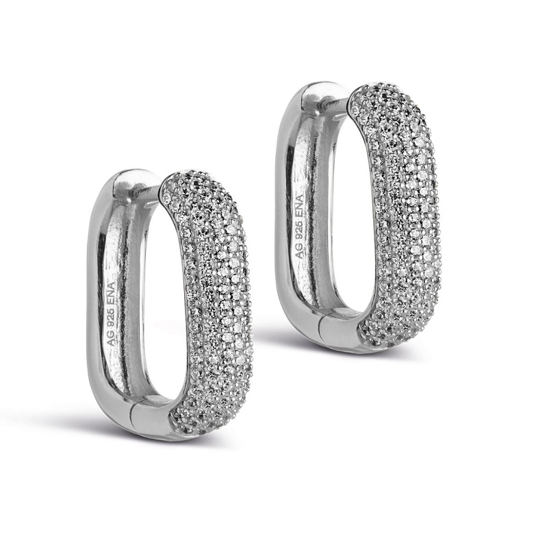 Enamel Sparkling Square 18 mm øreringe E363S