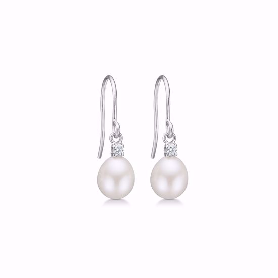 Guld & Sølv Design øreringe med zirkonia og ferskvandsperler 1869/1