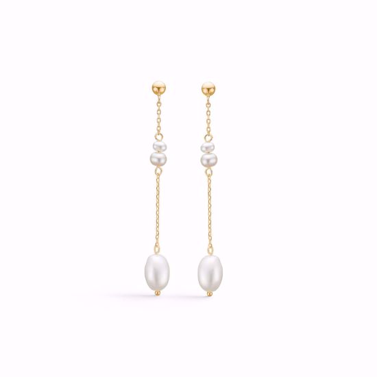 Guld & Sølv Design forgyldte øreringe med ferskvandsperler 11427