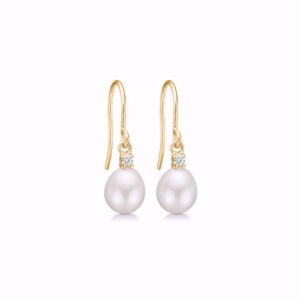 Guld & Sølv Design guld øreringe med ferskvandsperle 8308/5/08