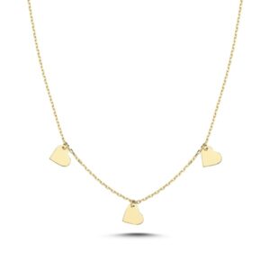 Melfia halskæde 14 karat guld med 3 hjerter 2302 111F