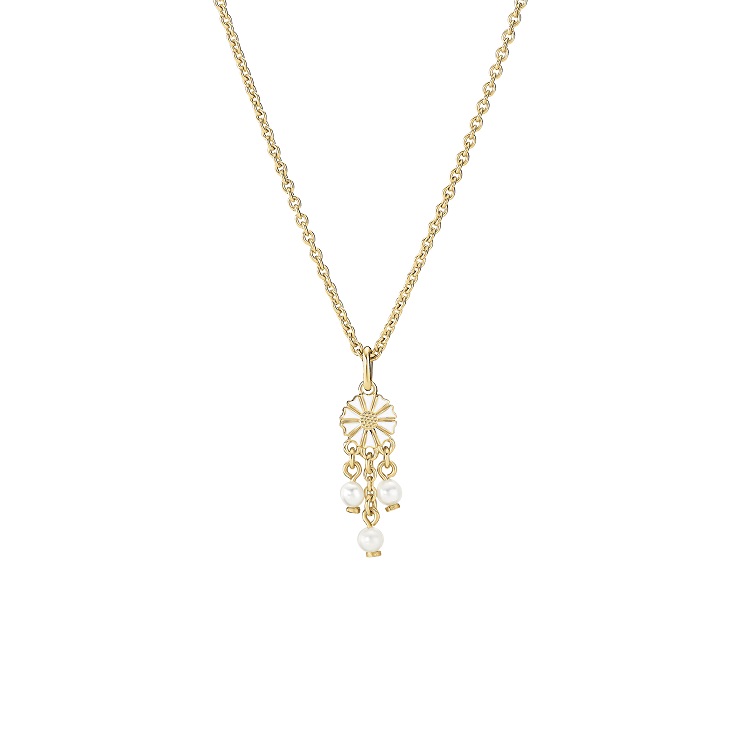 Lund Copenhagen marguerit halskæde med ferskvandsperler 9025096-33-M