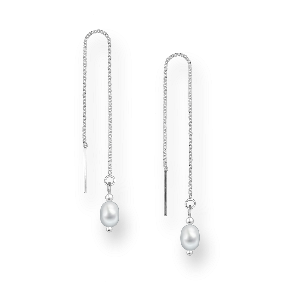 Øreringe i sølv med perler