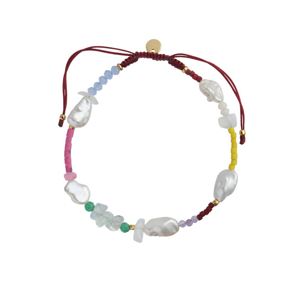 Stine A Eldorado Armbånd Venice Beach Mix & Burgundy Ribbon 3200-02-OS