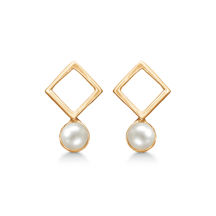 Støvring Design øreringe forgyldt med perle F10212078