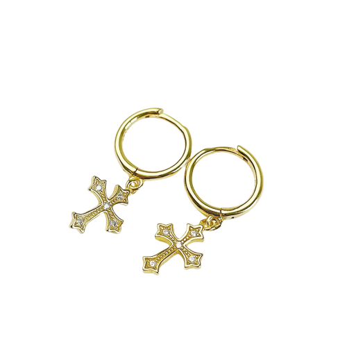 Donnatella - Øreringe forgyldt med kors