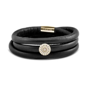 Christina læder armbånd med gerbera 605-jt-g