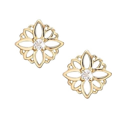 Christina - Natural flower øreringe forgyldt