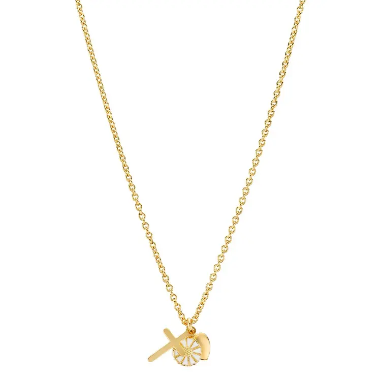 Lund Copenhagen - Marguerit collier med tro, håb og kærlighed, i forgyldt 9025053-M