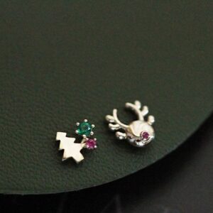 Donnatella øreringe forgyldt med juletræ og elg