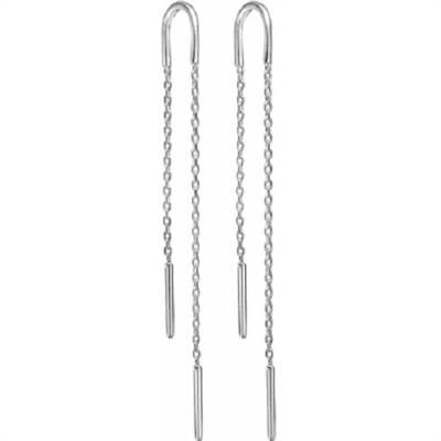 Enamel øreringe hoop chain sølv E49S