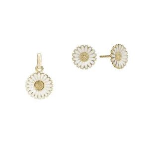 Aagaard smykkesæt margueritter i forgyldt sølv 1685-M-24-G