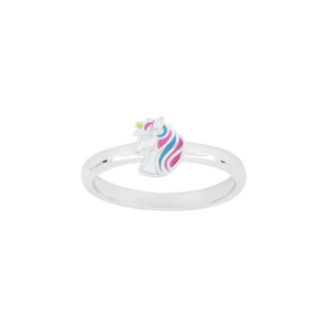 Rhod. sølvbørnering enhjørning m/emalje Str.47